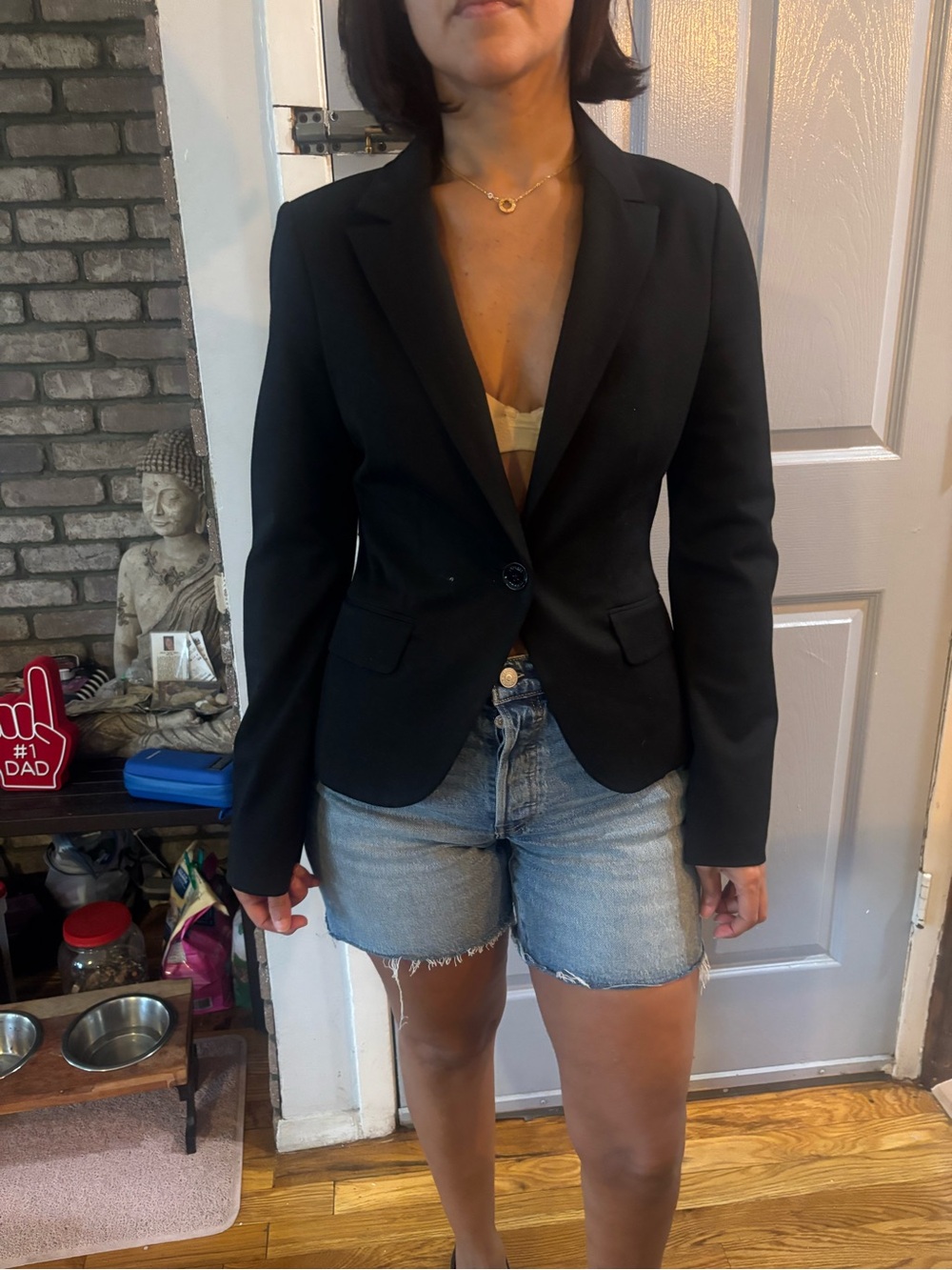Express Black Single-Button Tailored Blazer